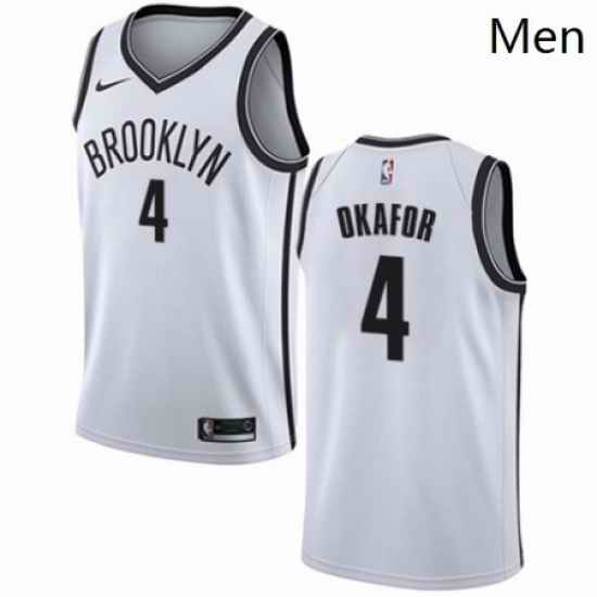 Mens Nike Brooklyn Nets 4 Jahlil Okafor Authentic White NBA Jersey Association Edition
